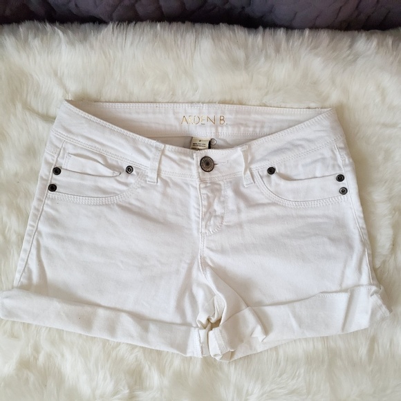 Arden B Pants - ARDEN B WHITE ROLL CUFF DENIM SHORTS